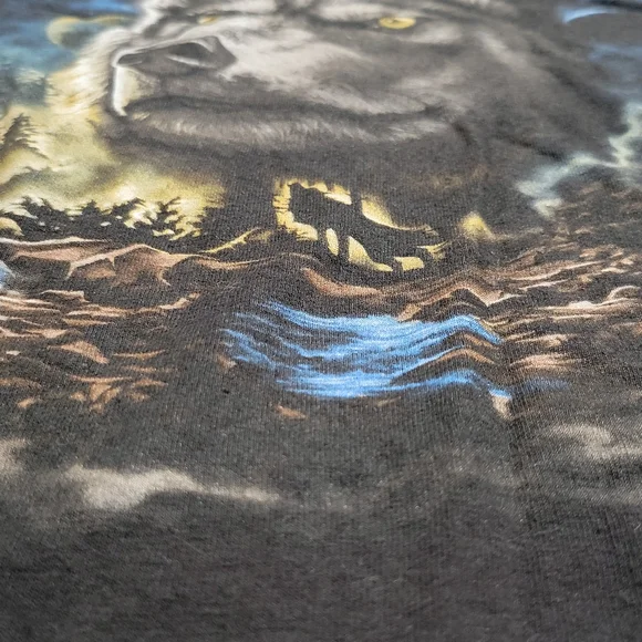 DOM Wolf Pack Night Unisex Graphic T-shirt Size 3XL Black Wolves - Picture 7 of 9